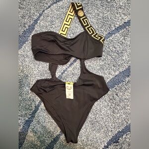 Versace Womens Black and Gold One Piece